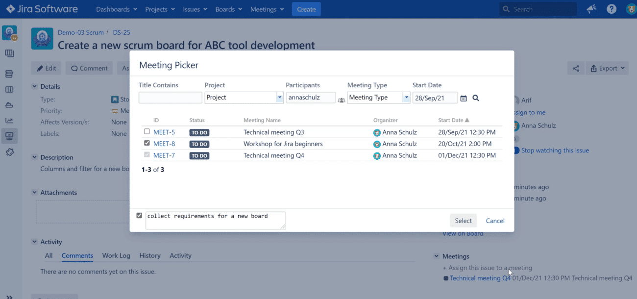 Alignment Meeting Picker